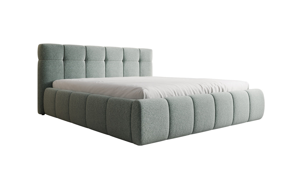 Design gestoffeerd bed Helena in structuurstof met opbergruimte