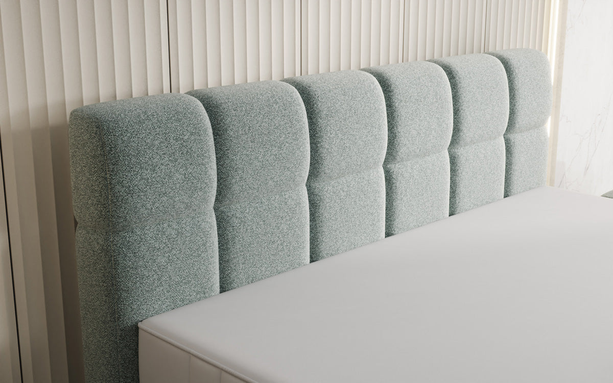 Boxspringbed Nala in structuurstof met zwevende look