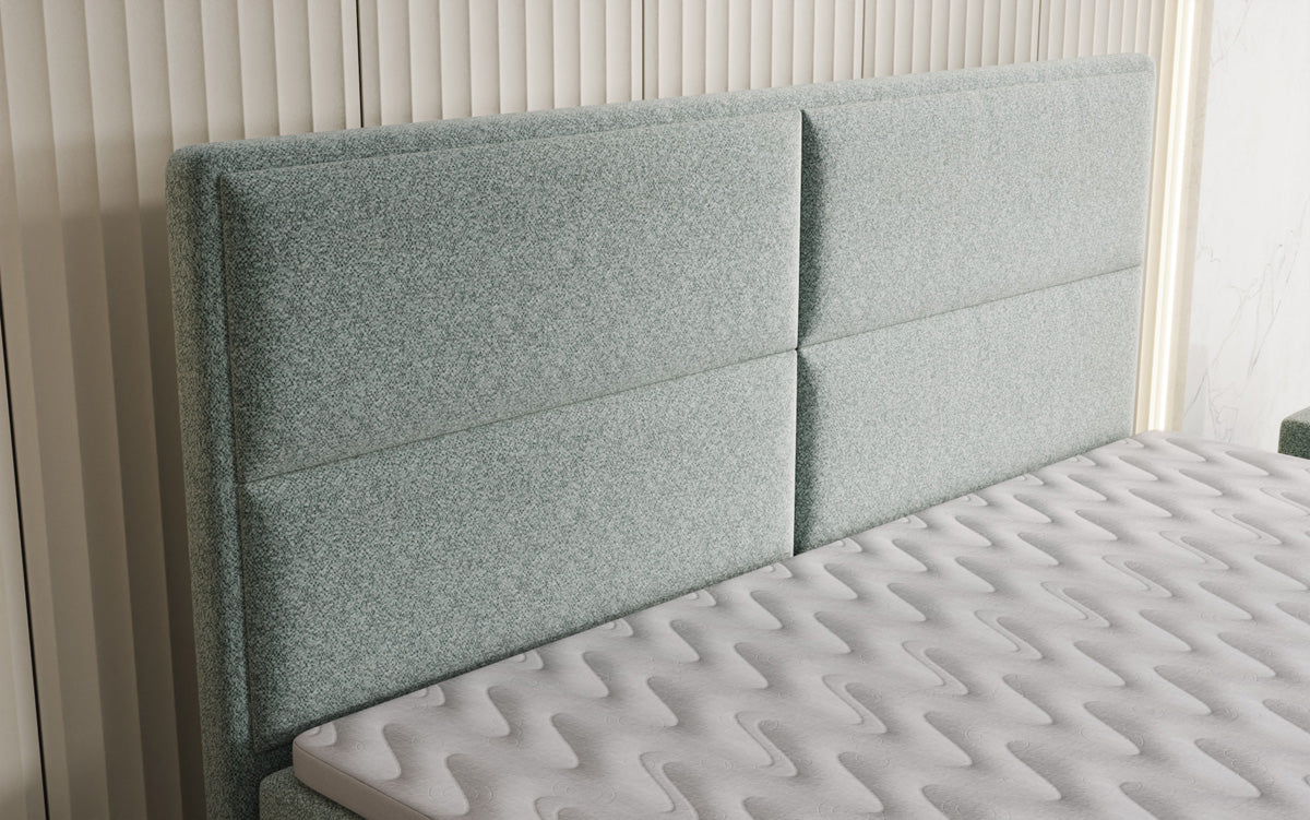 Boxspringbed Viola in structuurstof met opbergruimte