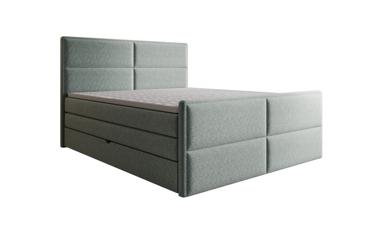 Boxspringbed Viola in structuurstof met opbergruimte