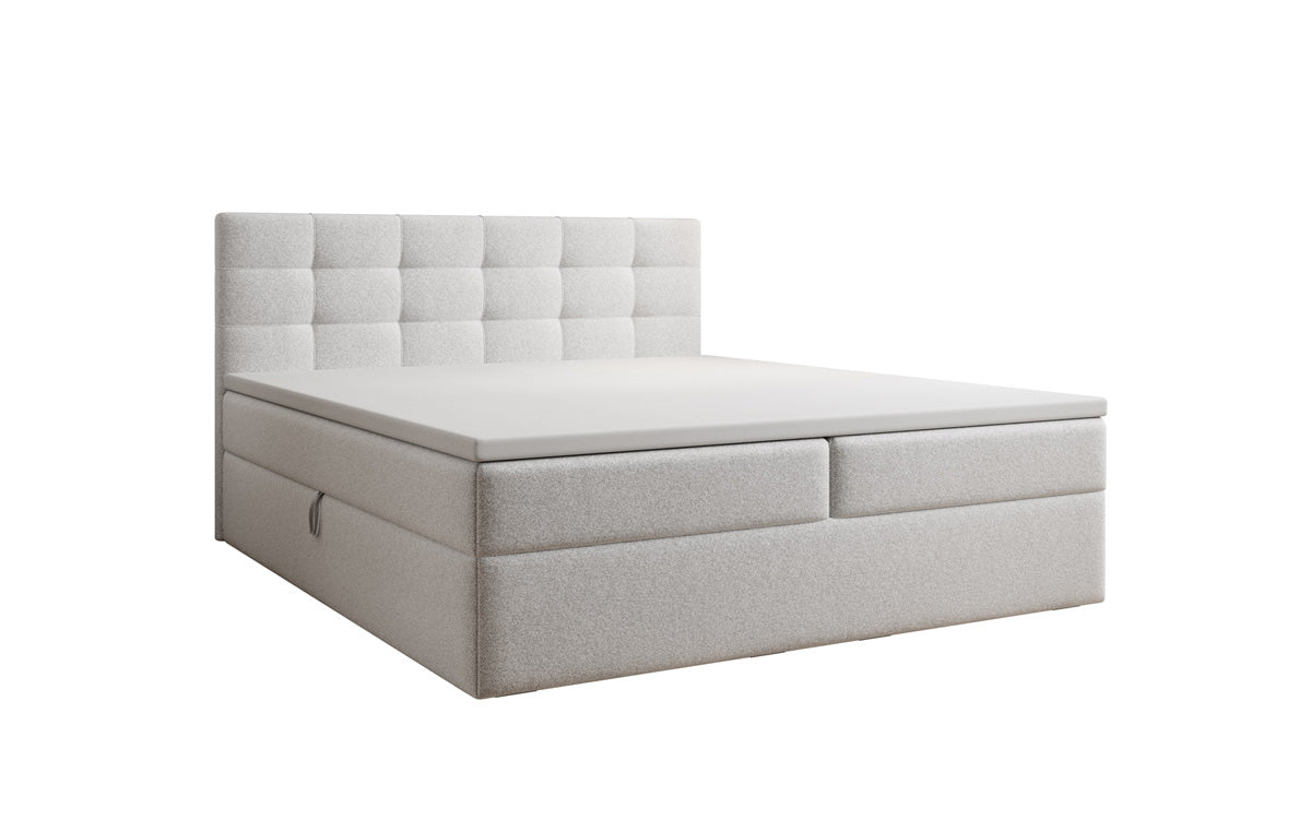 Boxspringbed Lux in structuurstof met opbergruimte
