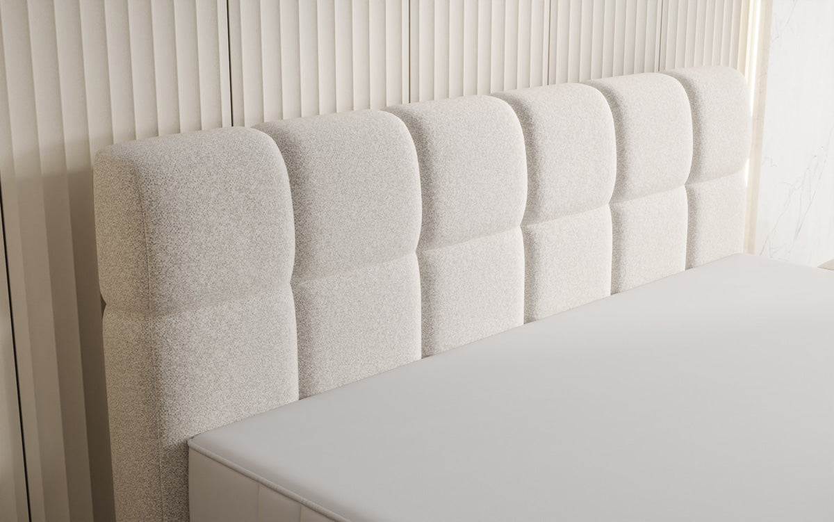 Boxspringbed Nala in structuurstof met zwevende look