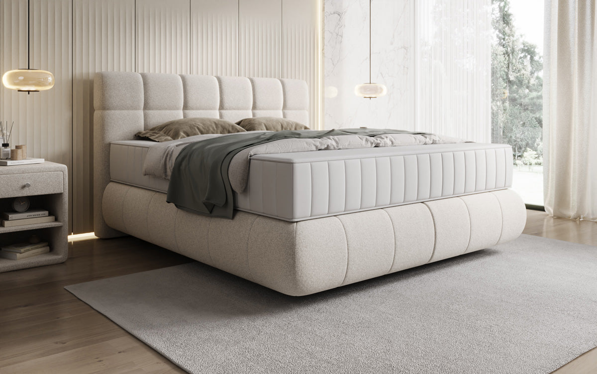 Boxspringbed Nala in structuurstof met zwevende look