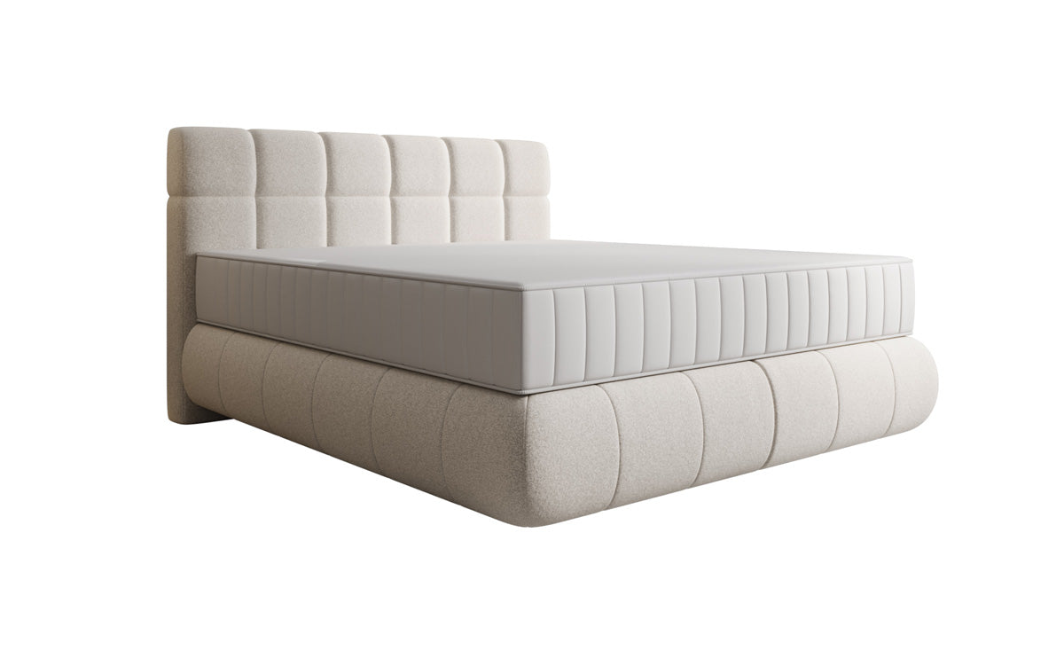 Boxspringbed Nala in structuurstof met zwevende look