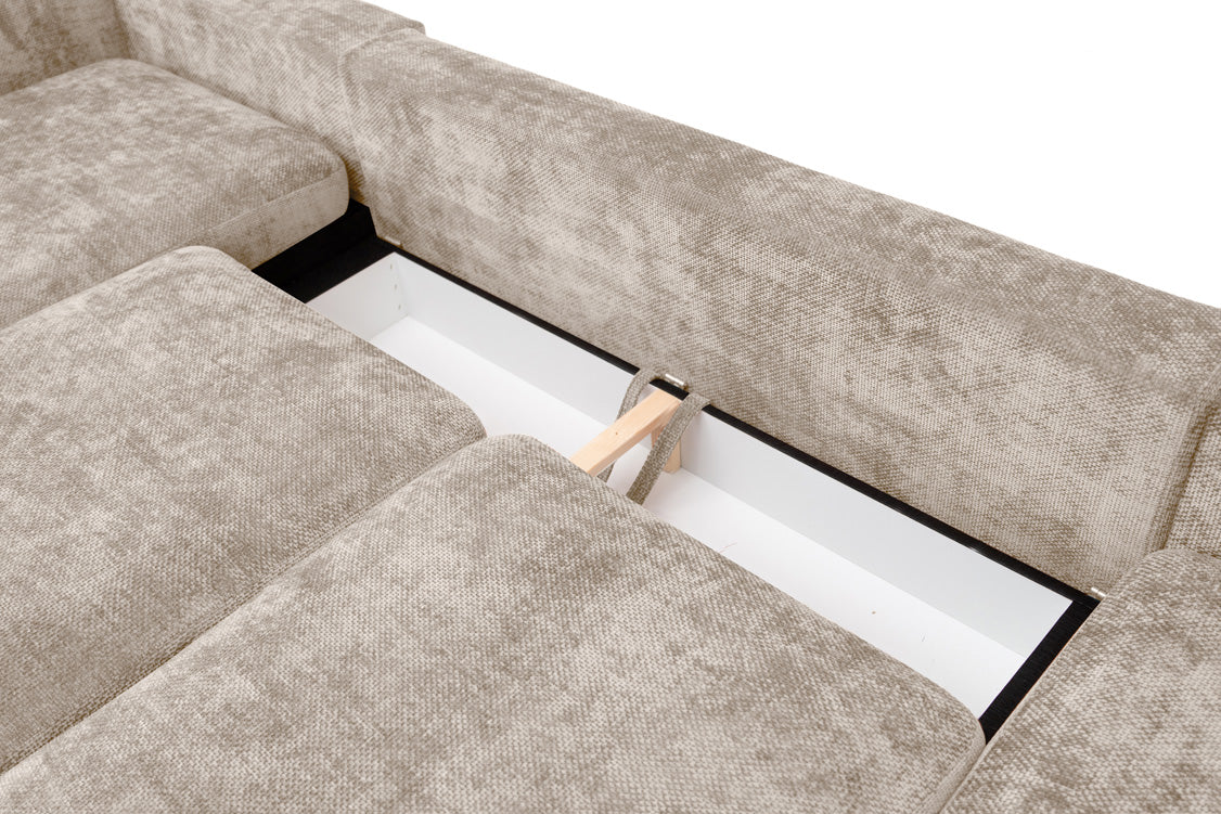 Designbank Selena L met slaapfunctie in structuurstof