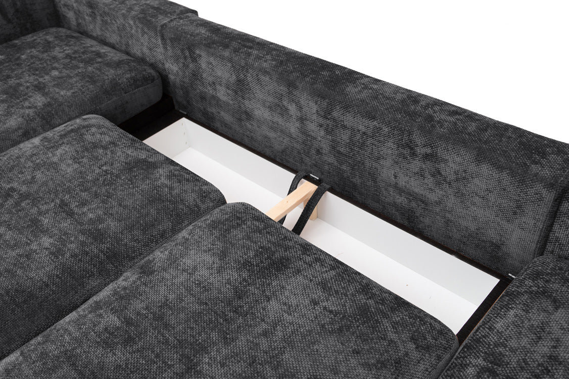 Designbank Selena L met slaapfunctie in structuurstof