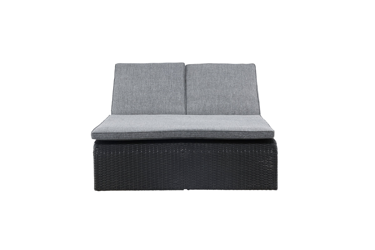 Sonnenliege Lioba - aus synthetischem Rattan in Schwarz