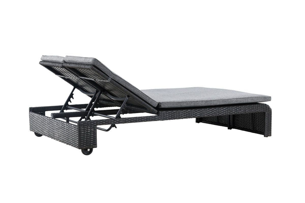 Sonnenliege Lioba - aus synthetischem Rattan in Schwarz