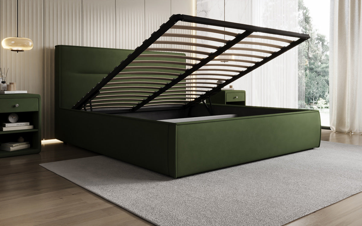 Designer gestoffeerd bed Merry Stof met opbergruimte
