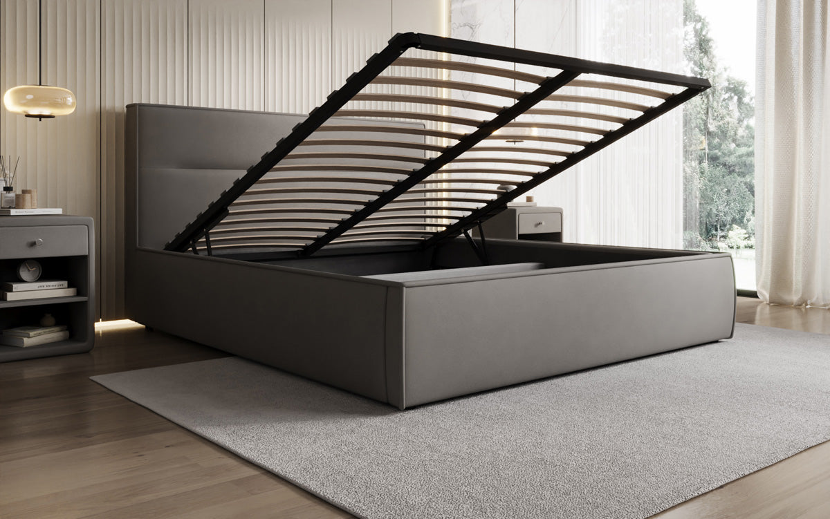 Designer gestoffeerd bed Merry Stof met opbergruimte