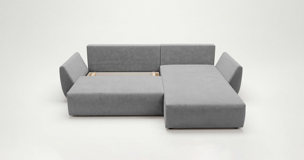 Designbank Lenoa L met slaap- en uitklapfunctie in Ribstof