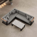 Vayla – L-Form Outdoor Sofa & Tisch in schwarzem Aluminium | Aevora™ Kollektion