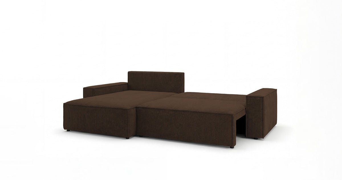 Designsofa Vienna met slaap- en uitklapfunctie in Ribstof