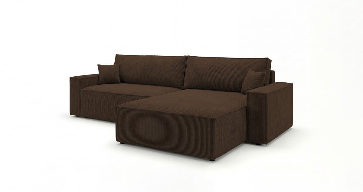 Designsofa Vienna met slaap- en uitklapfunctie in Ribstof