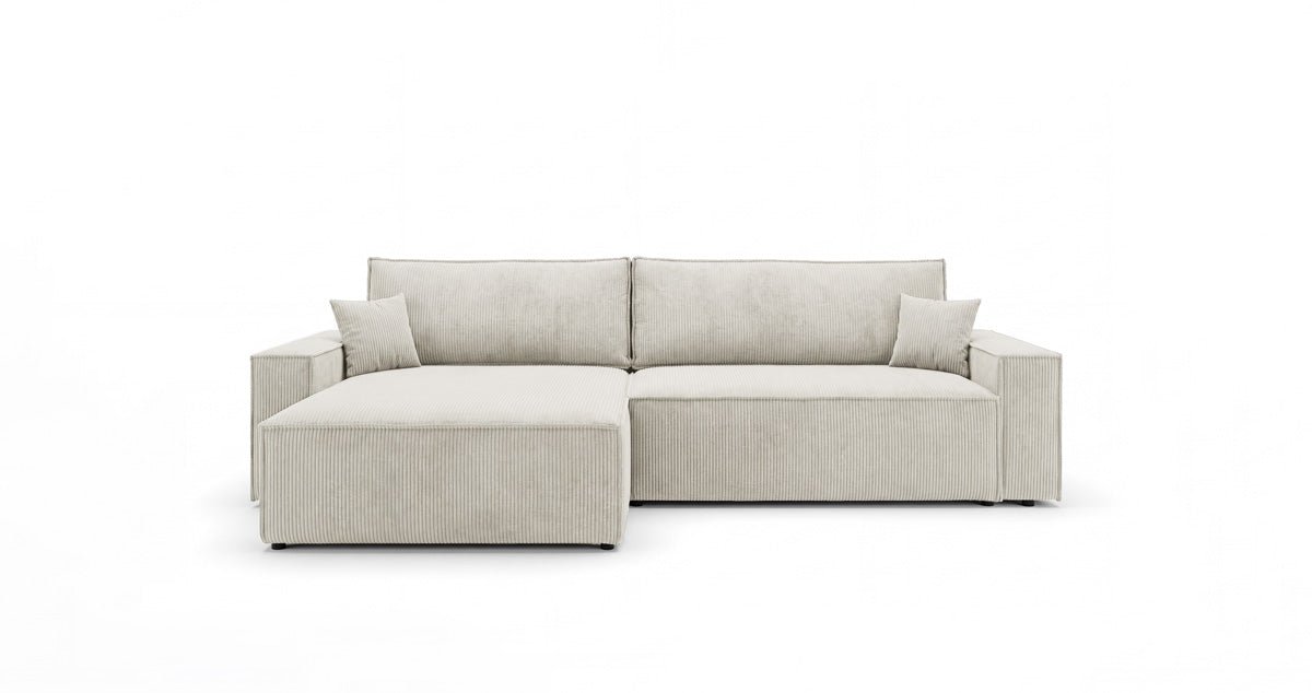 Designsofa Vienna met slaap- en uitklapfunctie in Ribstof