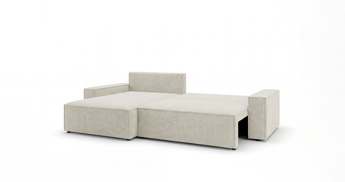 Designsofa Vienna met slaap- en uitklapfunctie in Ribstof