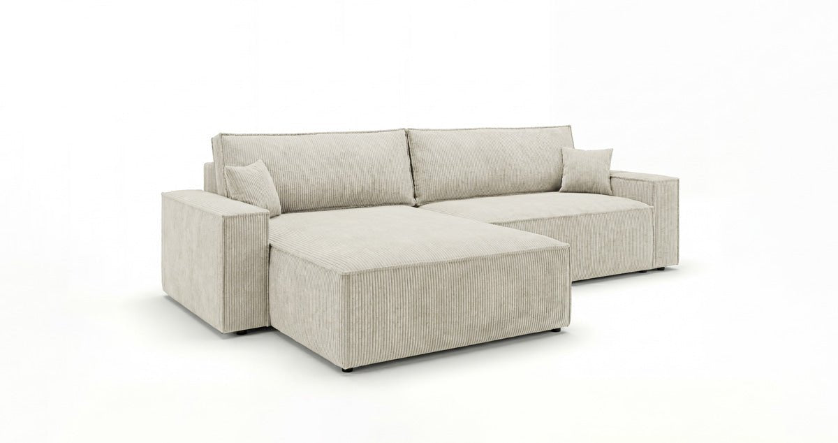 Designsofa Vienna met slaap- en uitklapfunctie in Ribstof