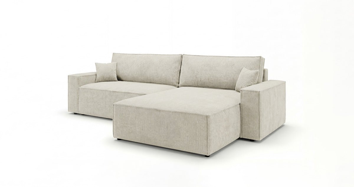 Designsofa Vienna met slaap- en uitklapfunctie in Ribstof