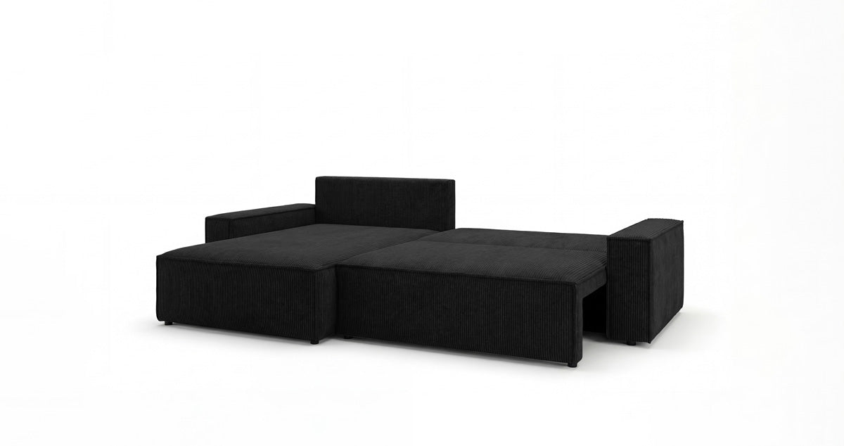 Designsofa Vienna met slaap- en uitklapfunctie in Ribstof