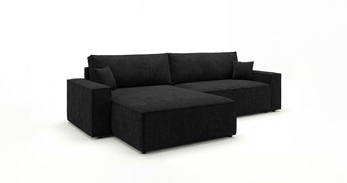 Designsofa Vienna met slaap- en uitklapfunctie in Ribstof