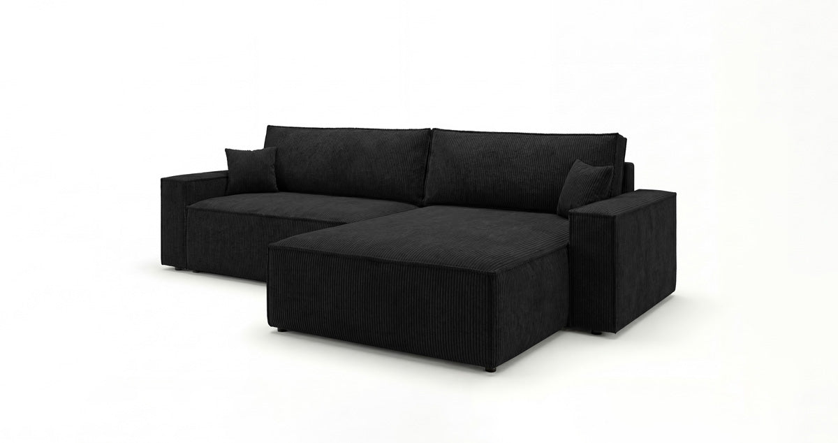Designsofa Vienna met slaap- en uitklapfunctie in Ribstof