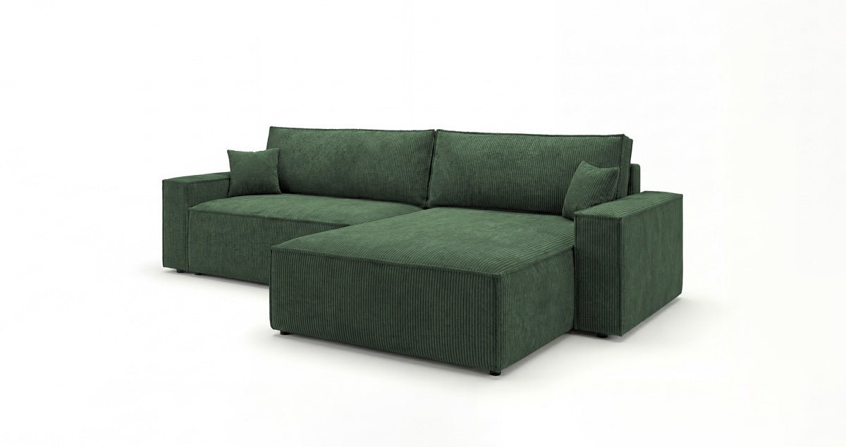 Designsofa Vienna met slaap- en uitklapfunctie in Ribstof