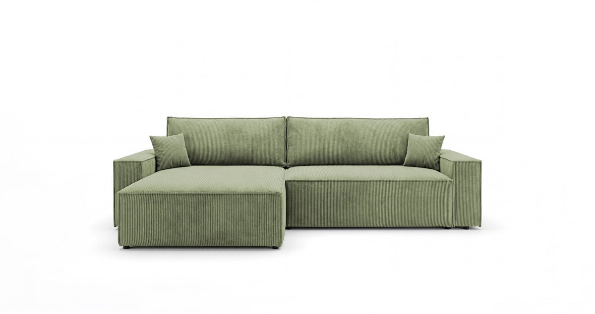 Designsofa Vienna met slaap- en uitklapfunctie in Ribstof