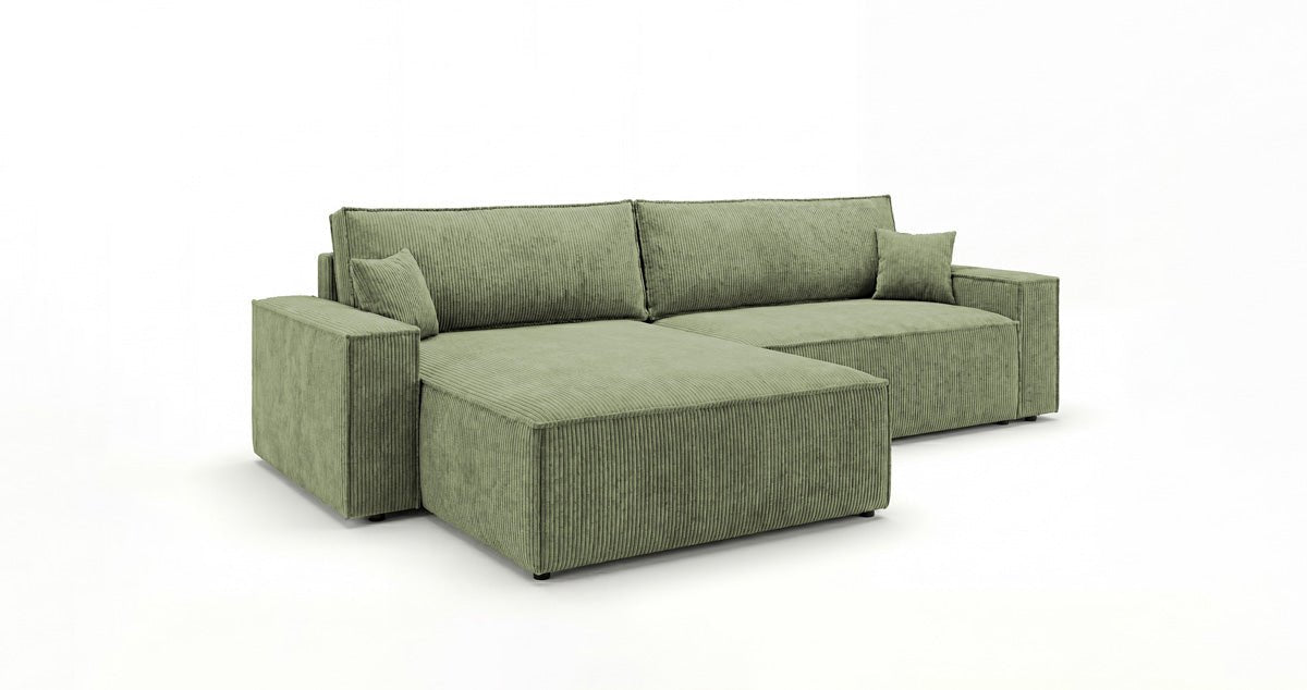 Designsofa Vienna met slaap- en uitklapfunctie in Ribstof