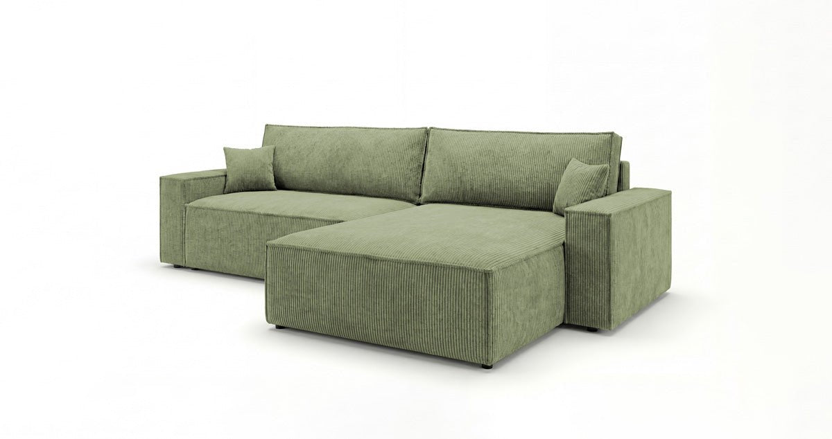 Designsofa Vienna met slaap- en uitklapfunctie in Ribstof