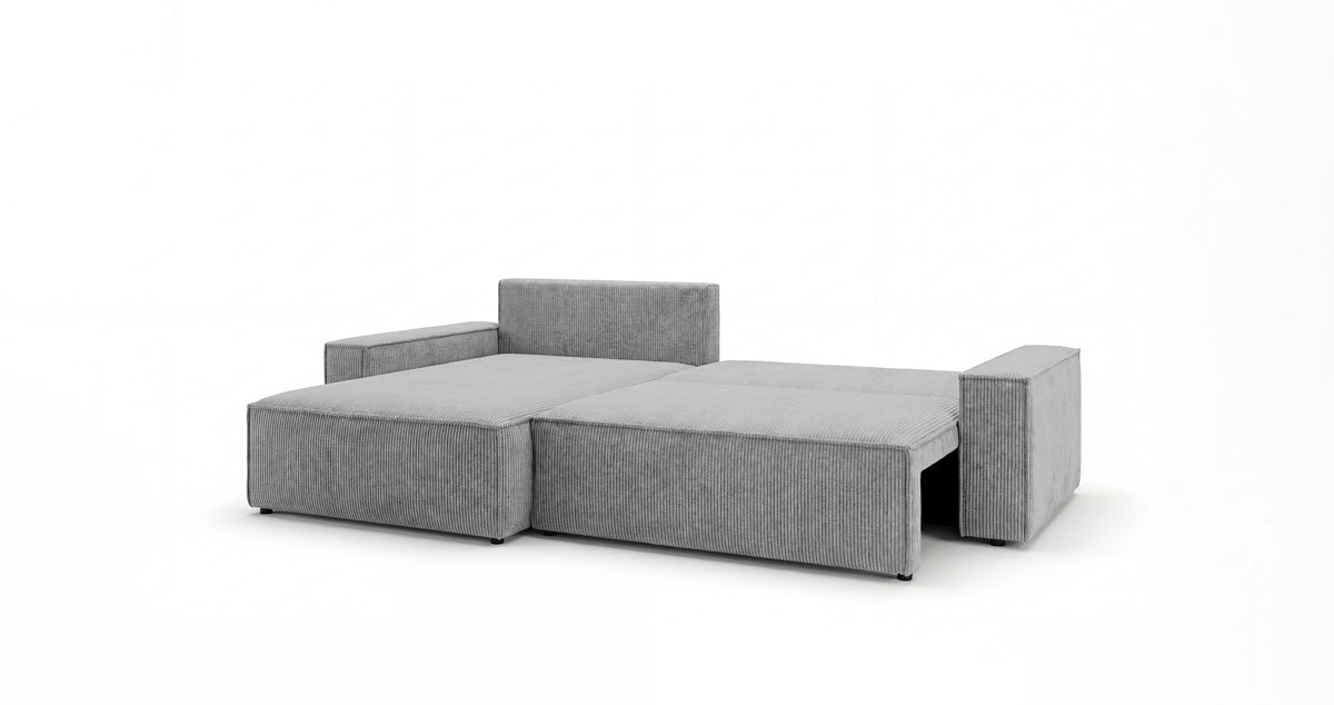 Designsofa Vienna met slaap- en uitklapfunctie in Ribstof