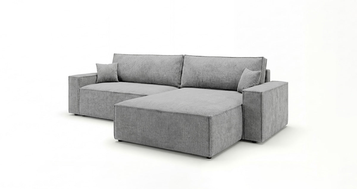 Designsofa Vienna met slaap- en uitklapfunctie in Ribstof
