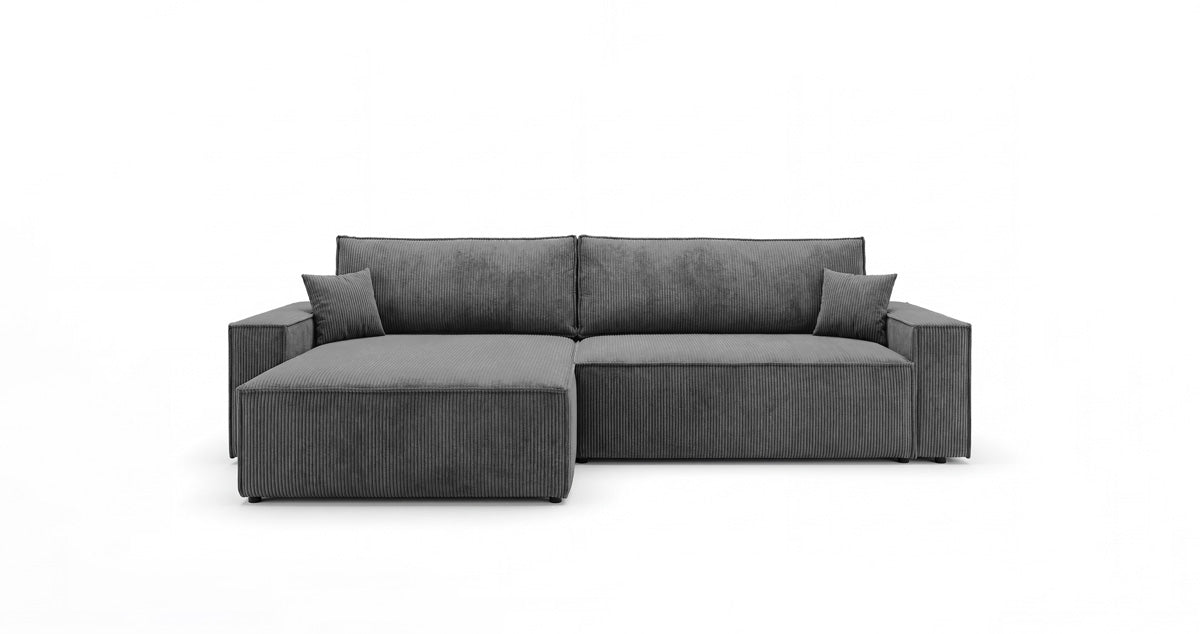 Designsofa Vienna met slaap- en uitklapfunctie in Ribstof