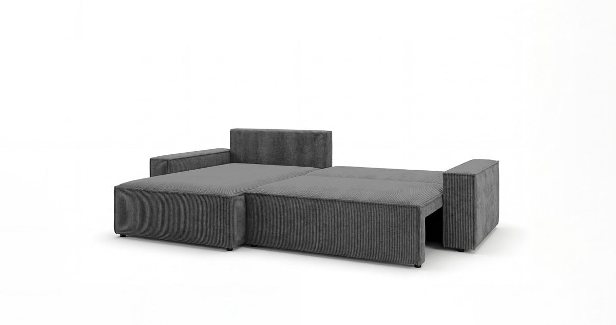 Designsofa Vienna met slaap- en uitklapfunctie in Ribstof
