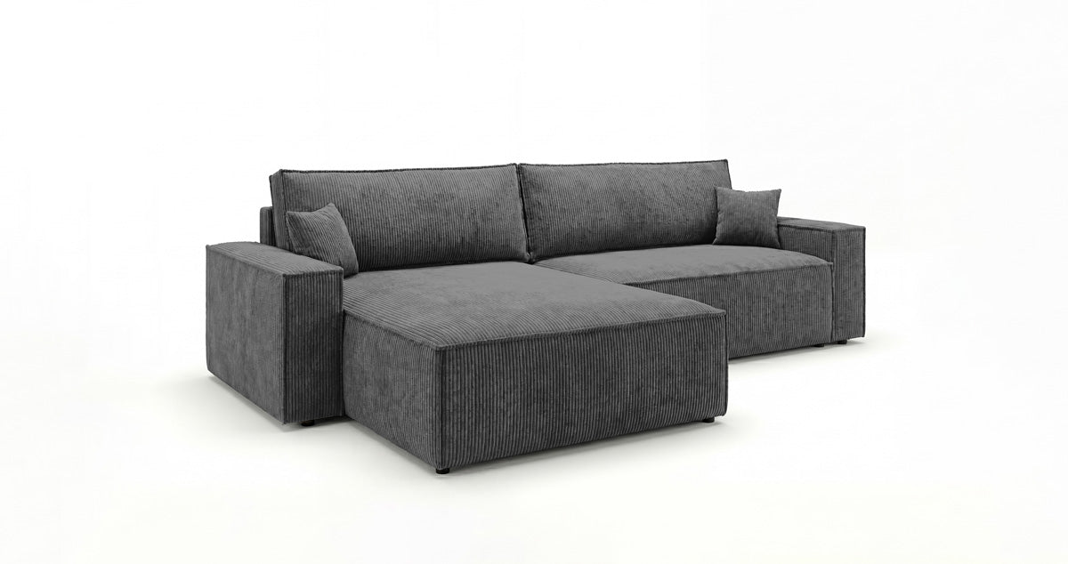 Designsofa Vienna met slaap- en uitklapfunctie in Ribstof