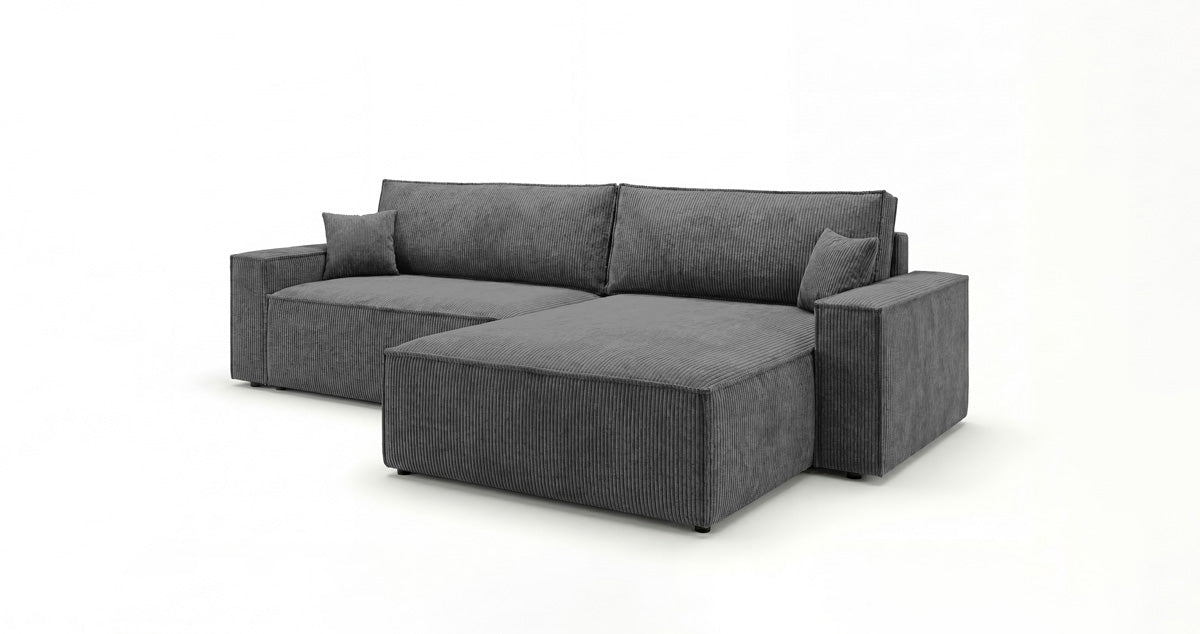 Designsofa Vienna met slaap- en uitklapfunctie in Ribstof