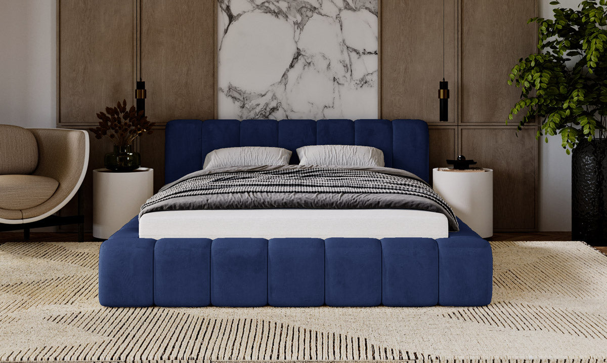 Designer gestoffeerd bed Raphael in fluweel met opbergruimte