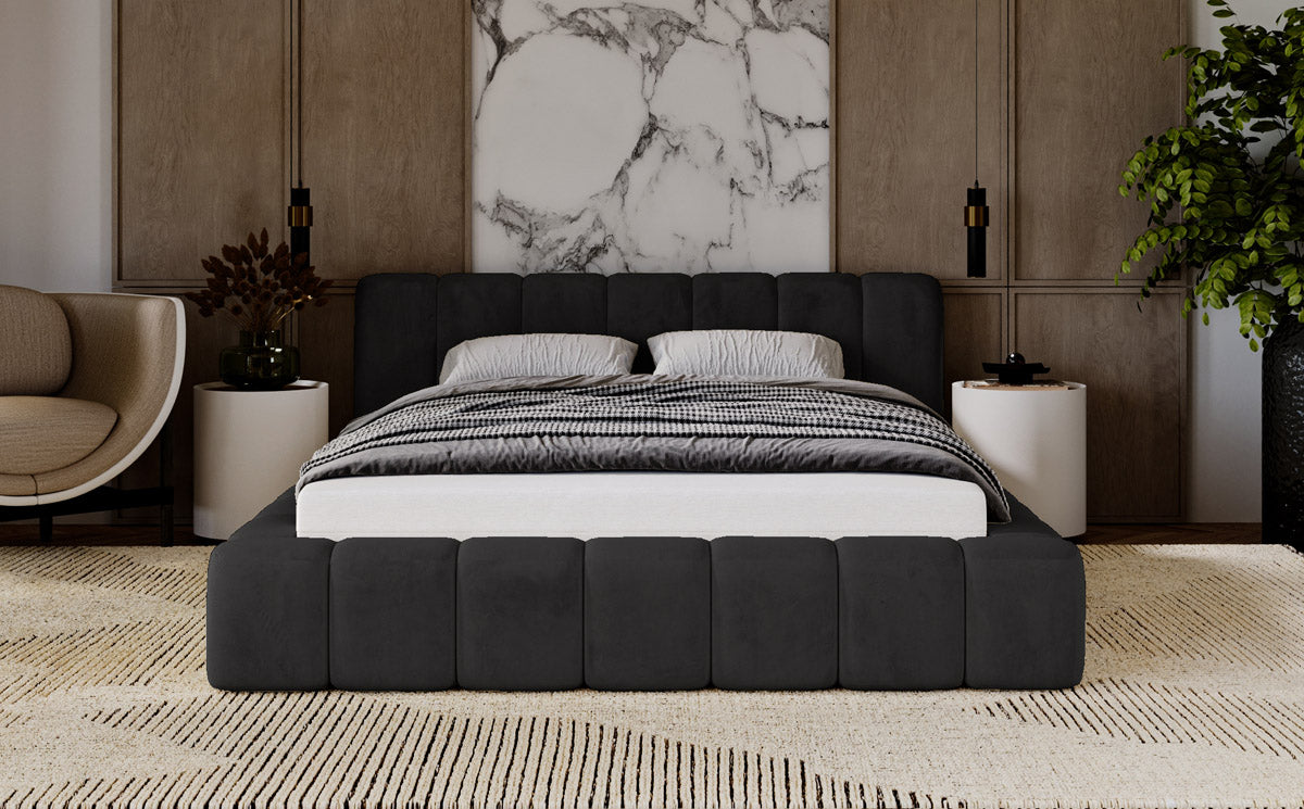 Designer gestoffeerd bed Raphael in fluweel met opbergruimte