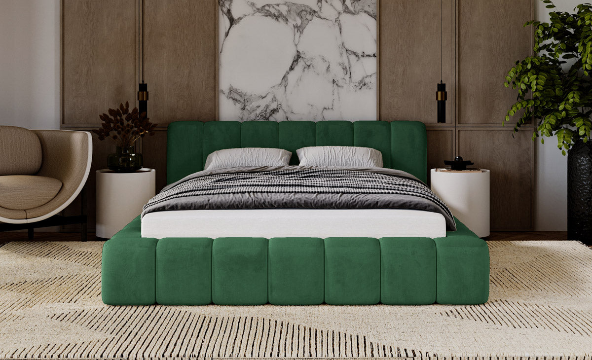 Designer gestoffeerd bed Raphael in fluweel met opbergruimte