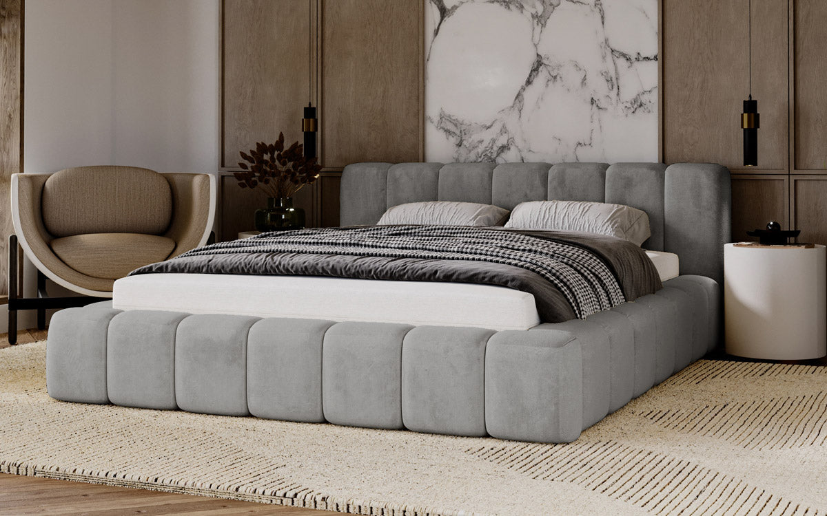 Designer gestoffeerd bed Raphael in fluweel met opbergruimte