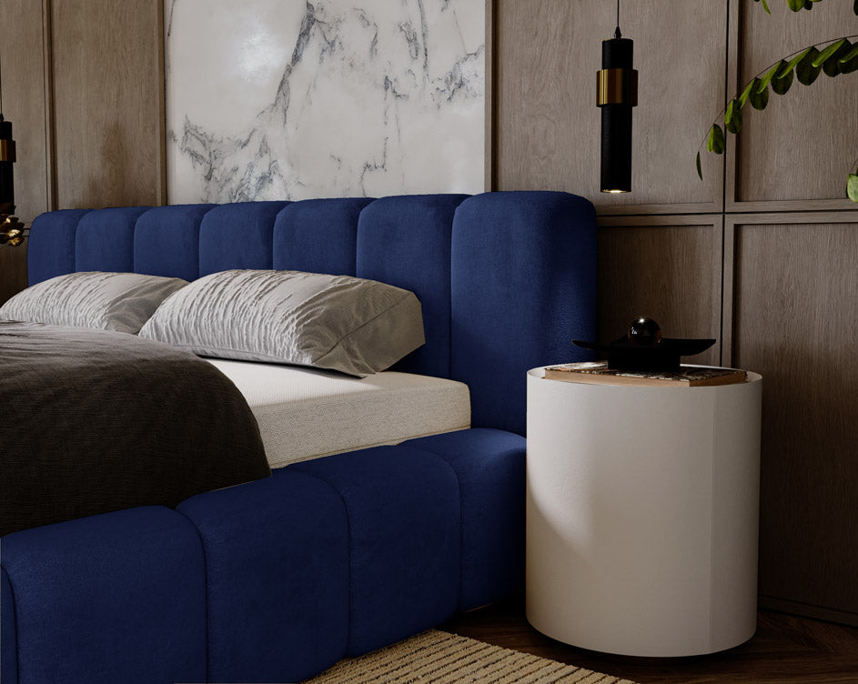 Designer gestoffeerd bed Raphael in fluweel met opbergruimte