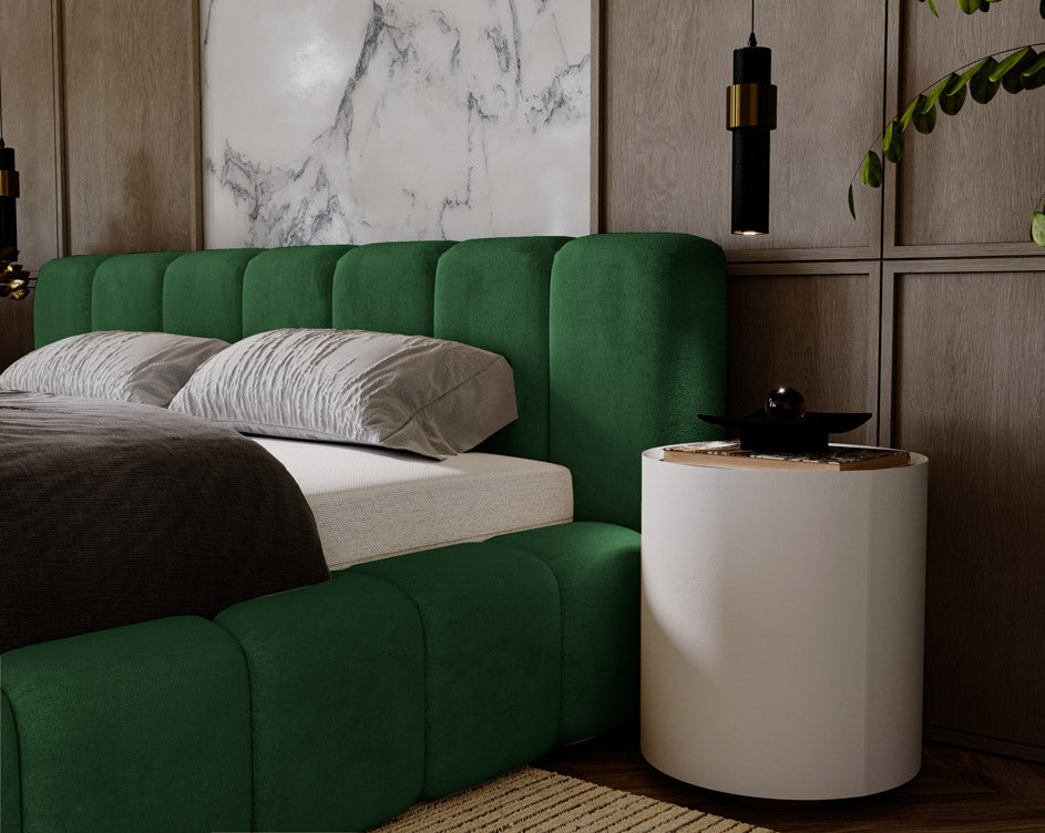 Designer gestoffeerd bed Raphael in fluweel met opbergruimte