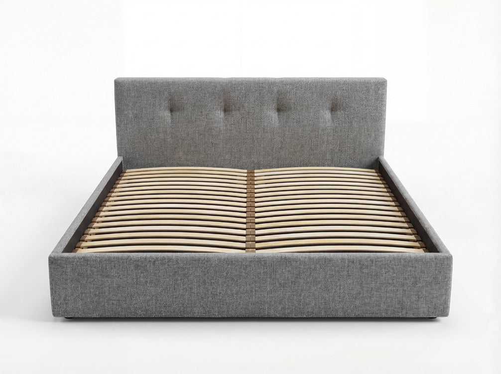 Designer gestoffeerd bed Alva in Fluweel met opbergruimte