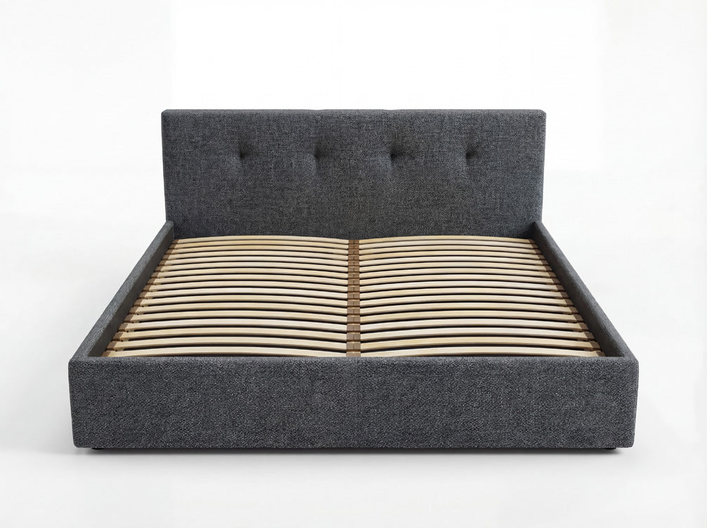 Designer gestoffeerd bed Alva in Fluweel met opbergruimte