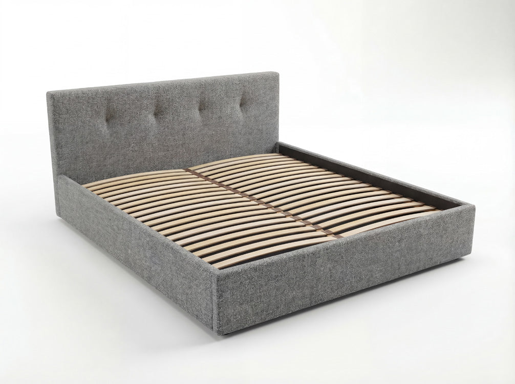 Designer gestoffeerd bed Alva in Fluweel met opbergruimte