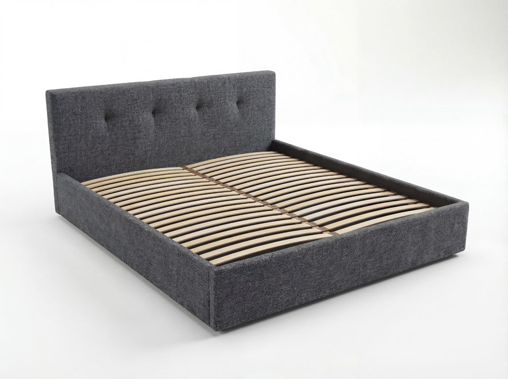 Designer gestoffeerd bed Alva in Fluweel met opbergruimte