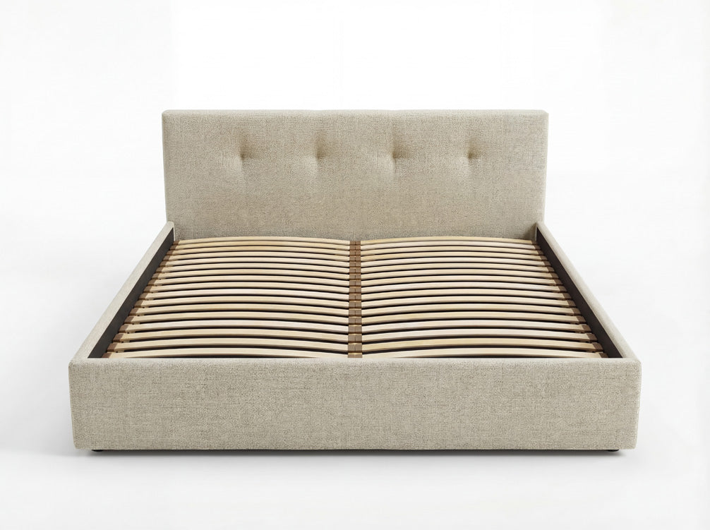 Designer gestoffeerd bed Alva in Fluweel met opbergruimte