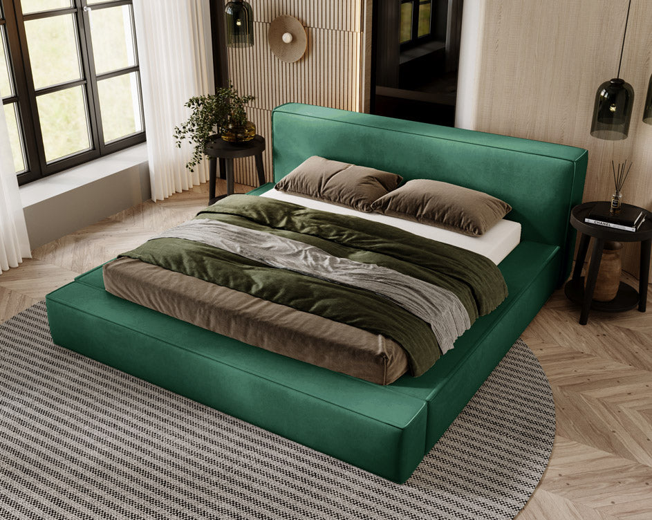 Designer gestoffeerd bed Sleepy in fluweel met opbergruimte