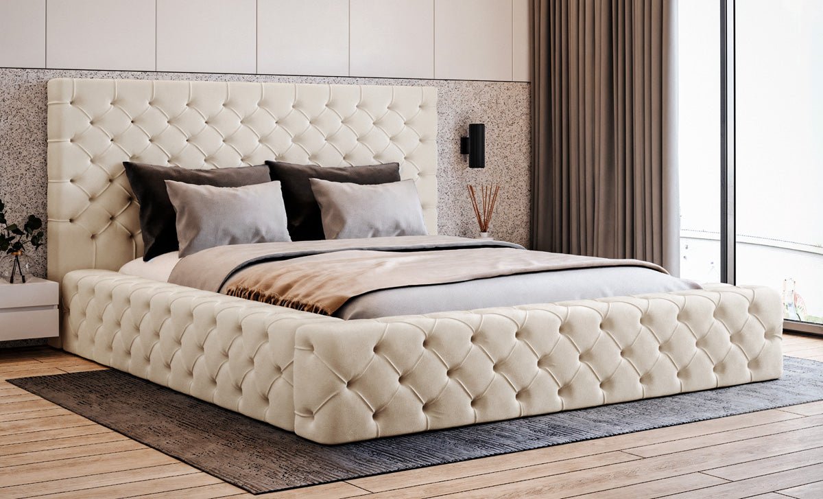 Designer gestoffeerd bed Lana Fluweel met opbergruimte