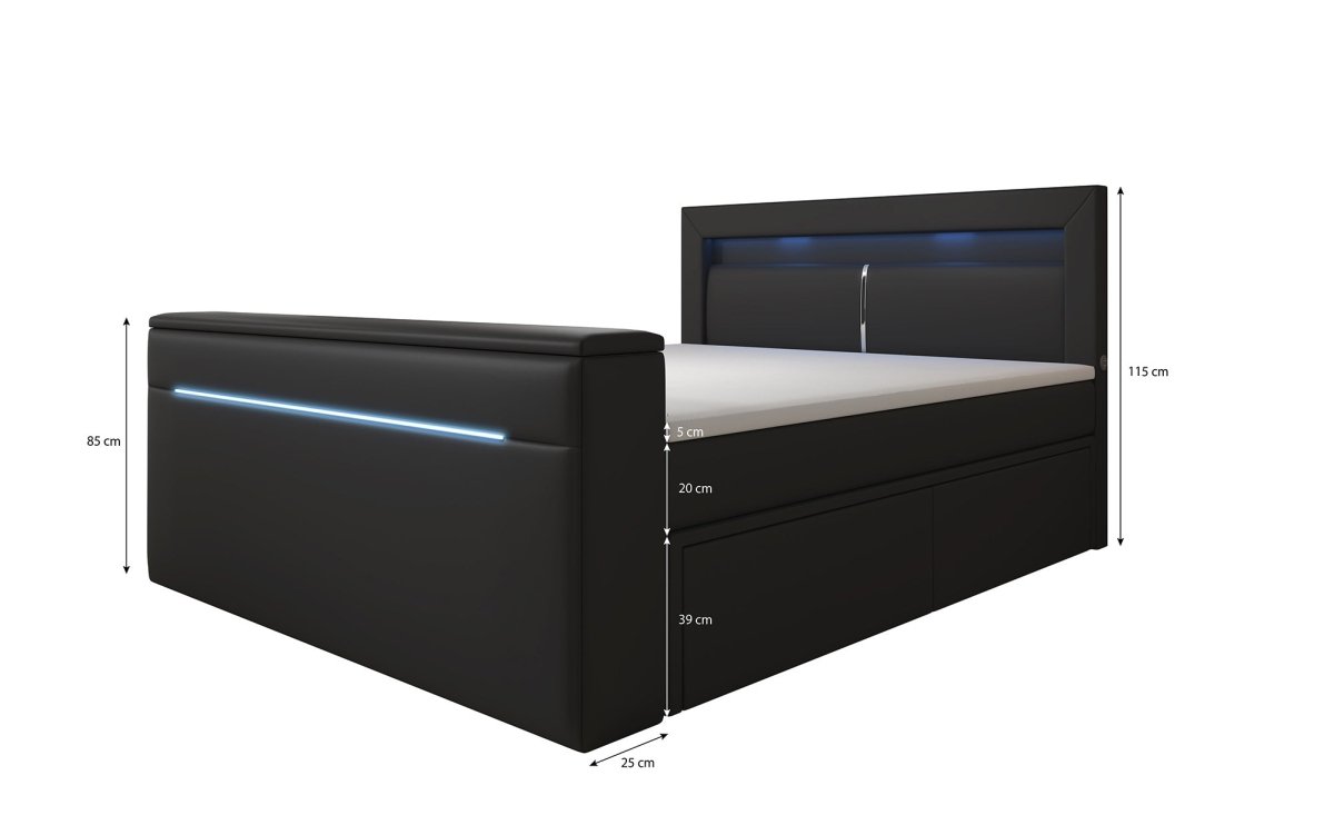 Boxspringbett Repos mit TV Lift, USB und LED - Luxusbetten24