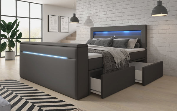 Boxspringbed Rinori met TV-lift, USB, LED en opbergruimte